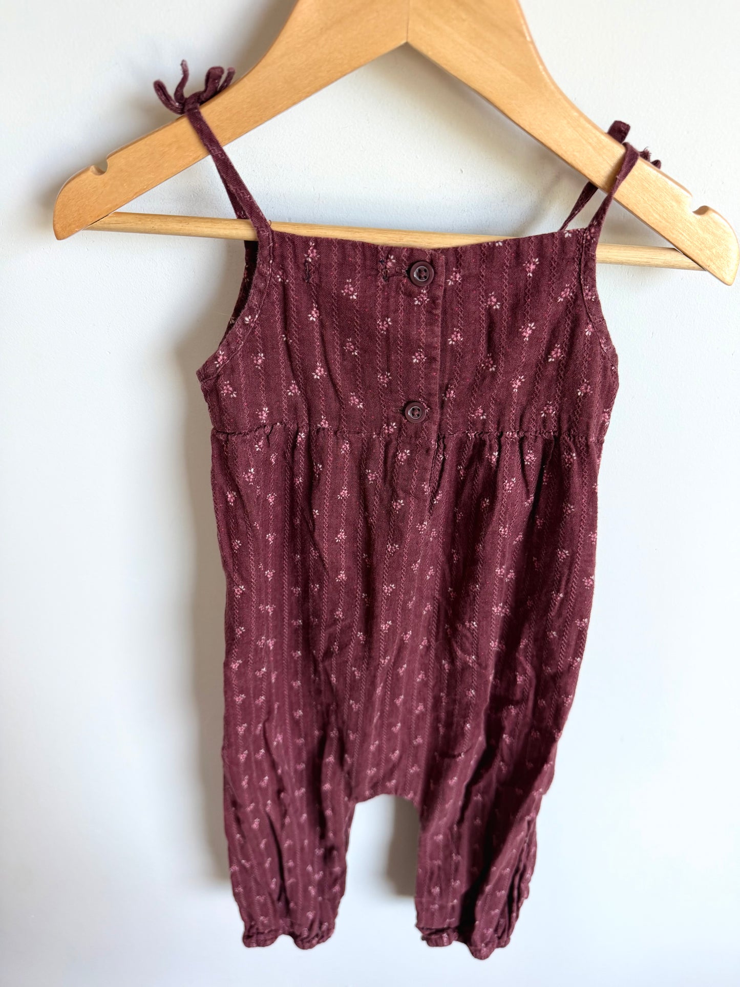 Gap Maroon Floral Jumpsuit / 18-24m