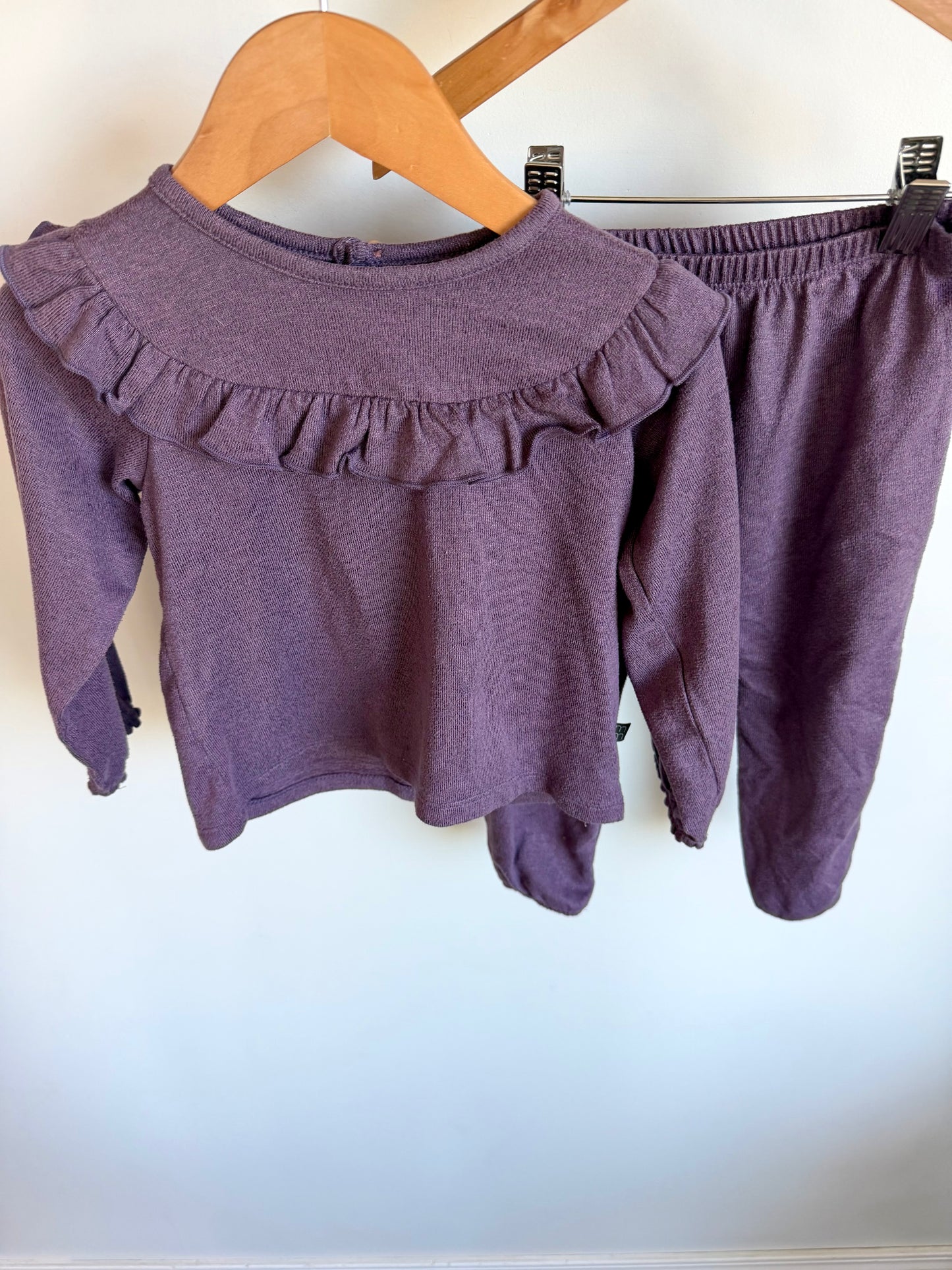 Purple Ruffle Top + Pants Set / 24m