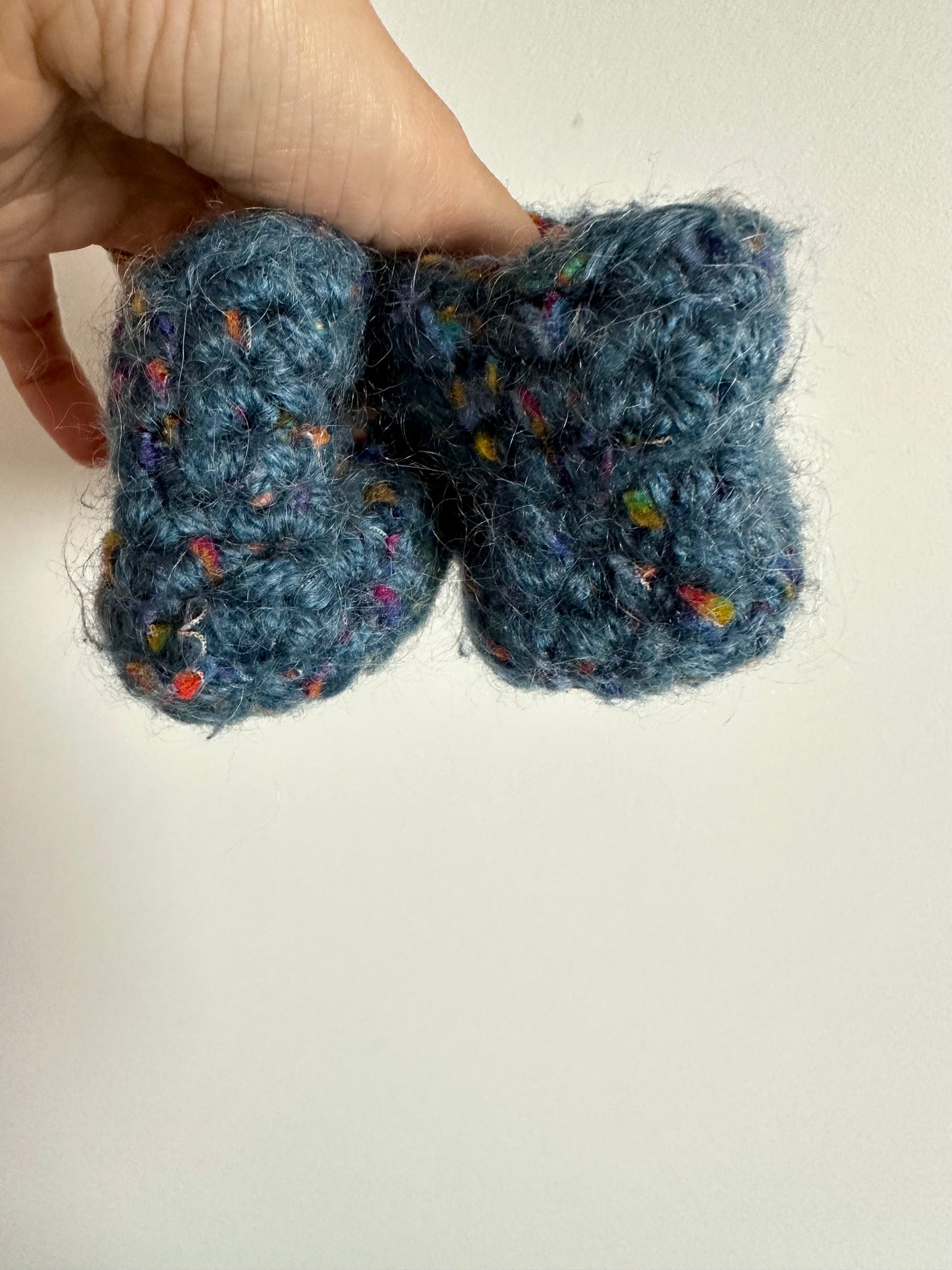 Blue Speckled Slippers Handmade / Size 2 Infant?