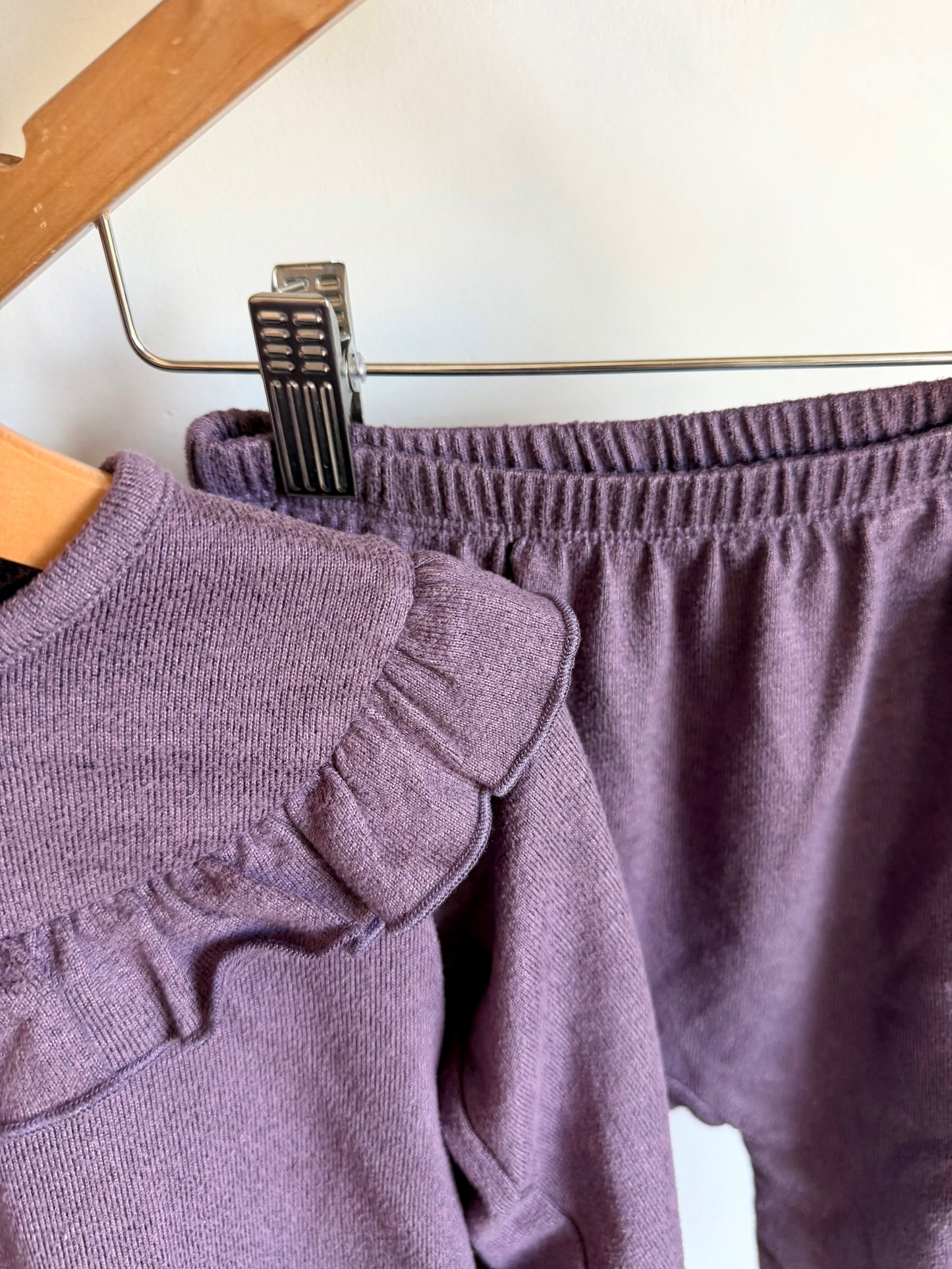 Purple Ruffle Top + Pants Set / 24m