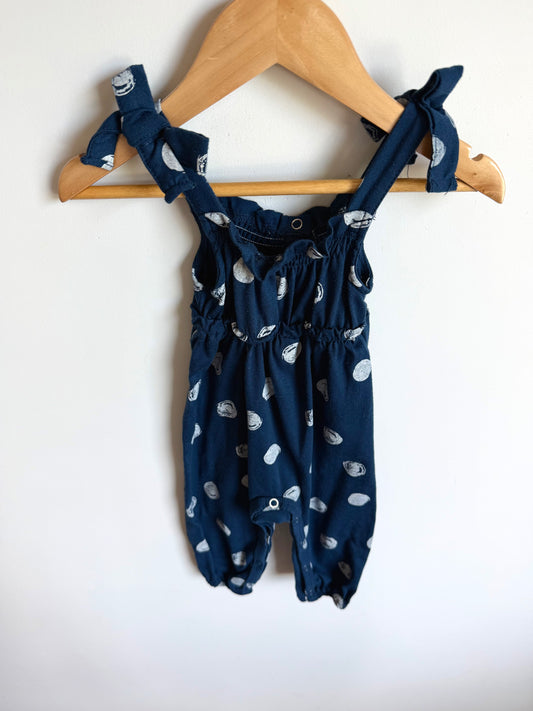 Circle Pattern Navy Jumpsuit / 6-9m