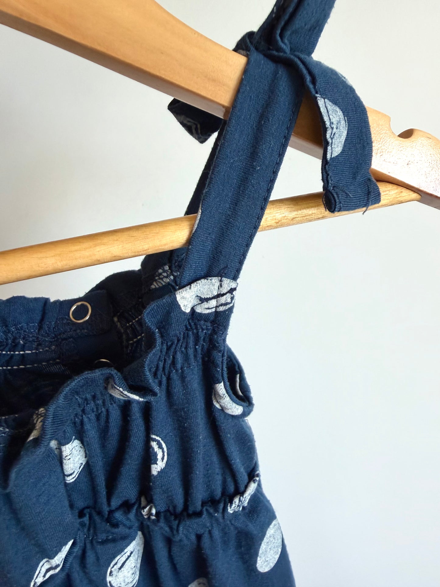 Circle Pattern Navy Jumpsuit / 6-9m