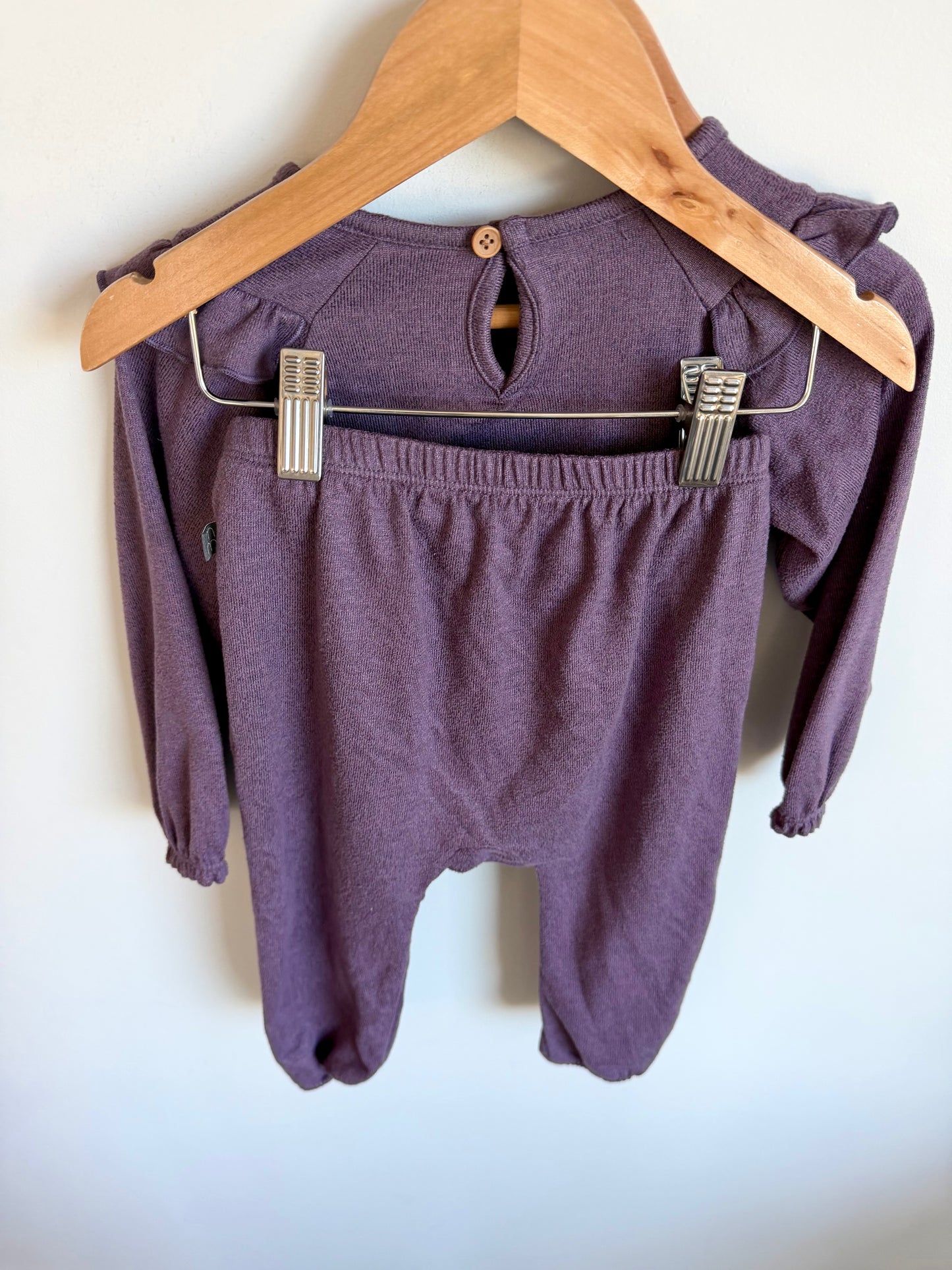 Purple Ruffle Top + Pants Set / 24m