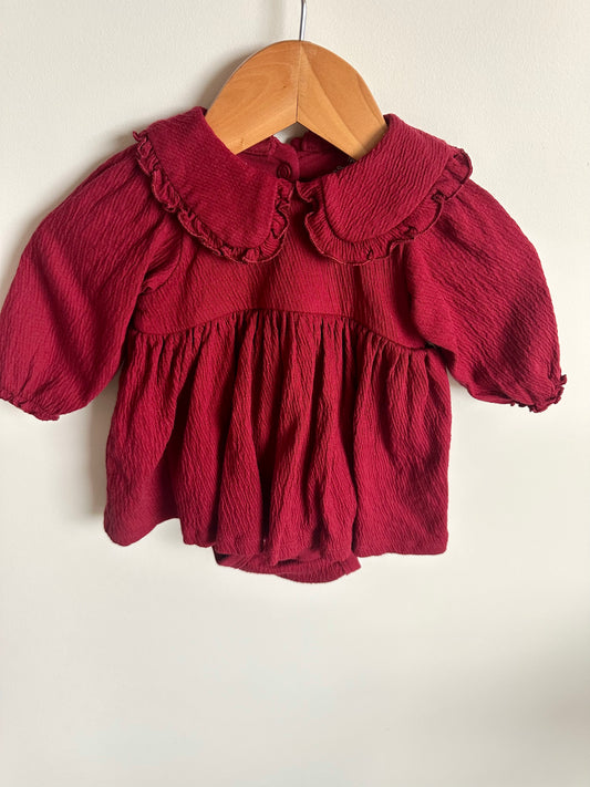 H&M Organic Crimson Bodysuit Dress / 1-2m
