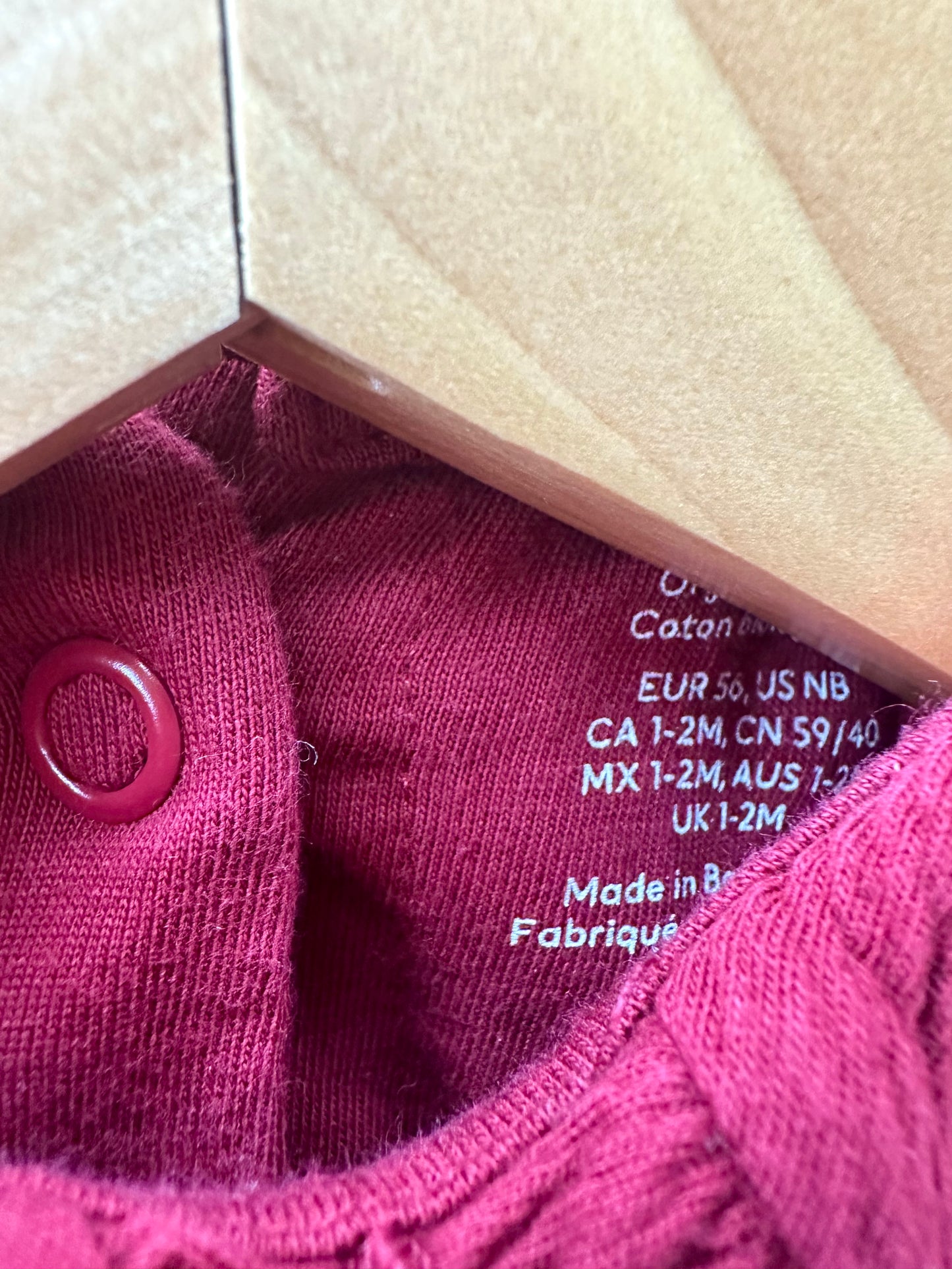 H&M Organic Crimson Bodysuit Dress / 1-2m