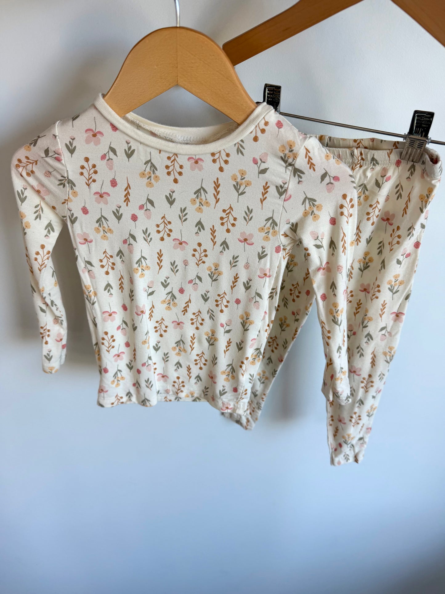 Bamboo Cream Floral PJ Set / 24m