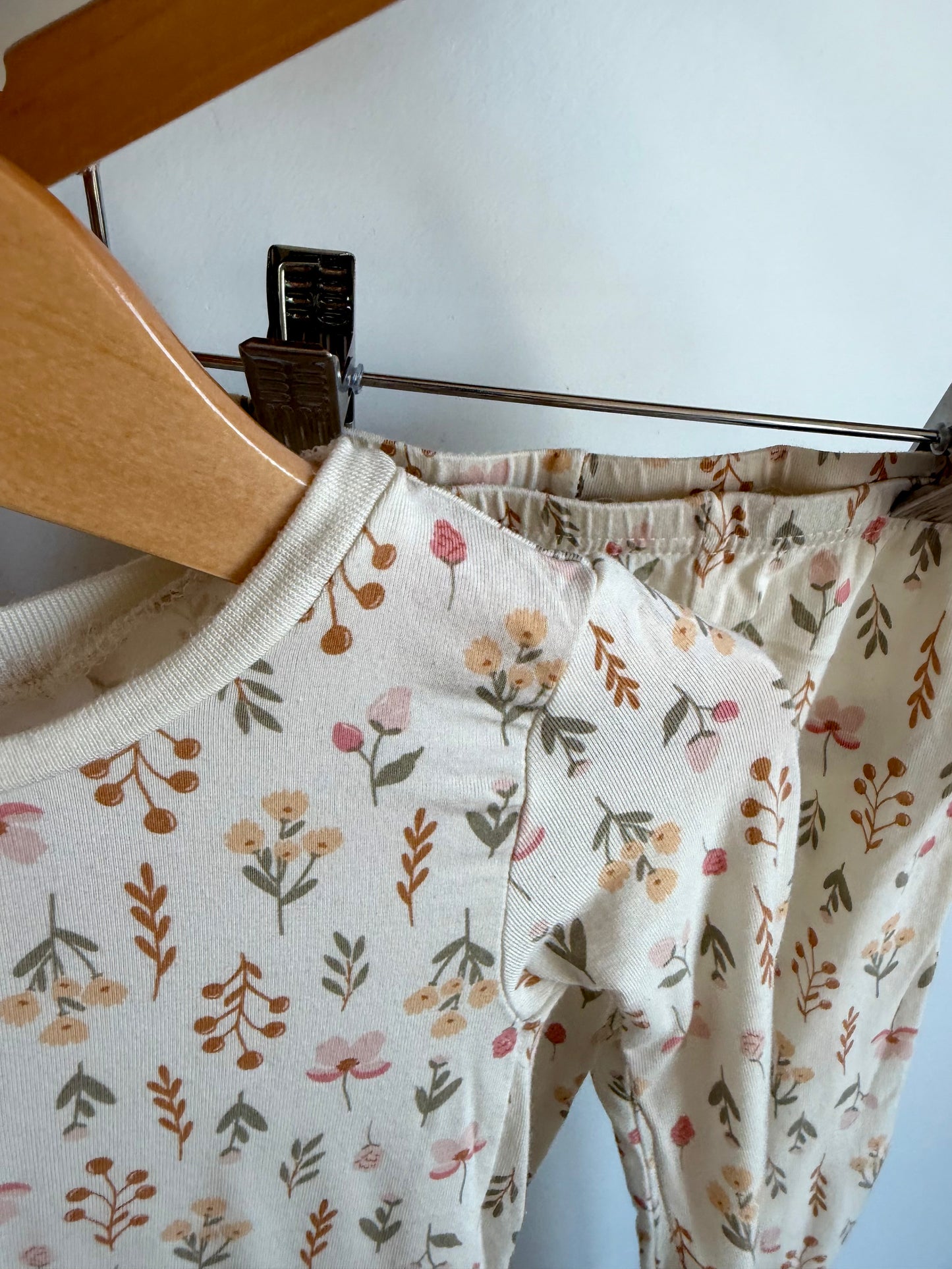 Bamboo Cream Floral PJ Set / 24m