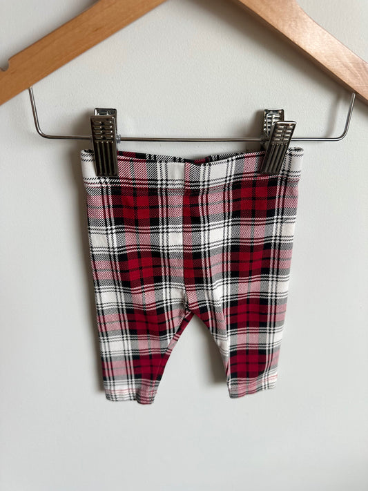 White + Red Plaid Leggings / 0-3m