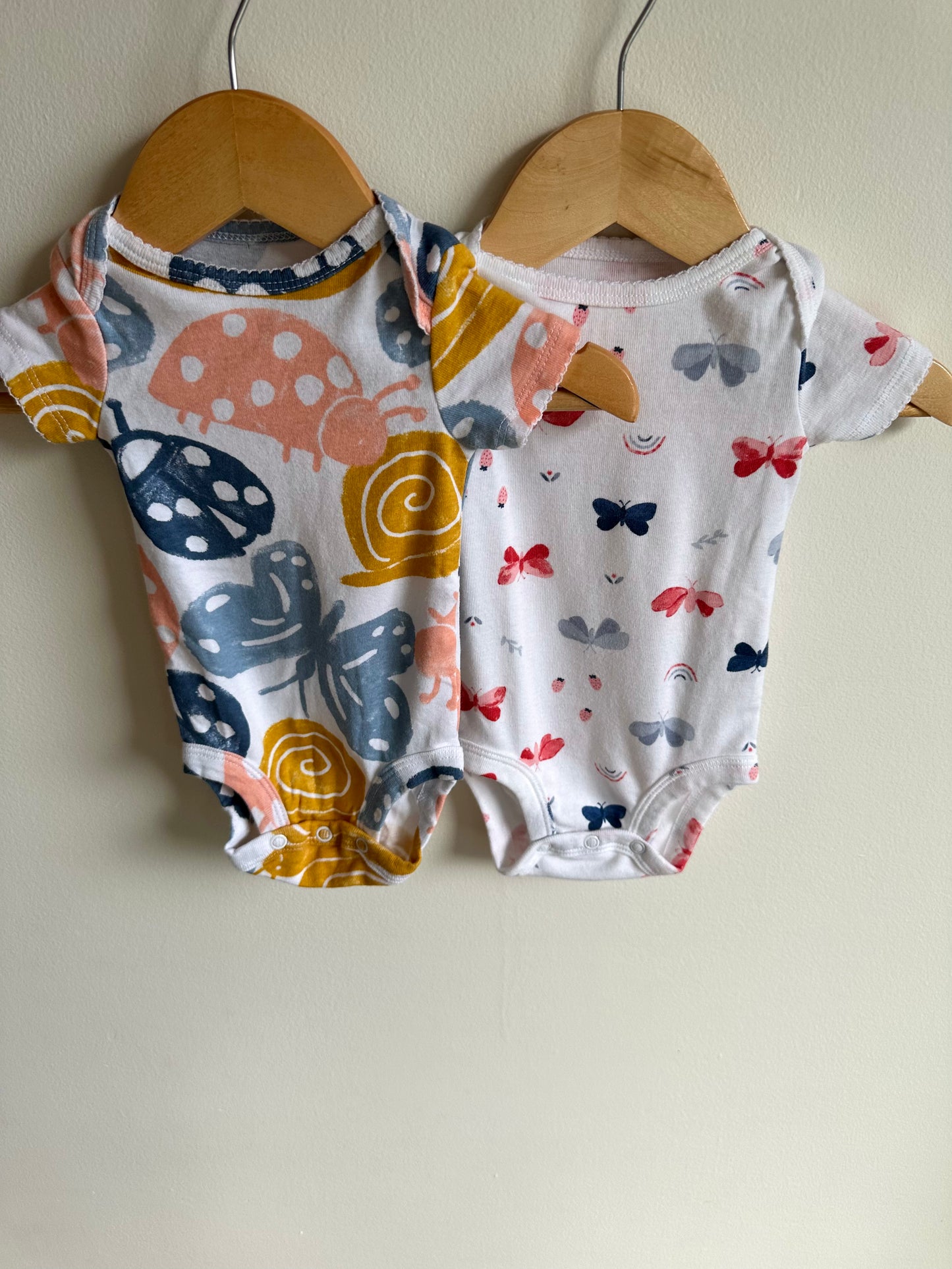 Set of 2 Short Sleeve Bodysuits - Bugs / 0-3m