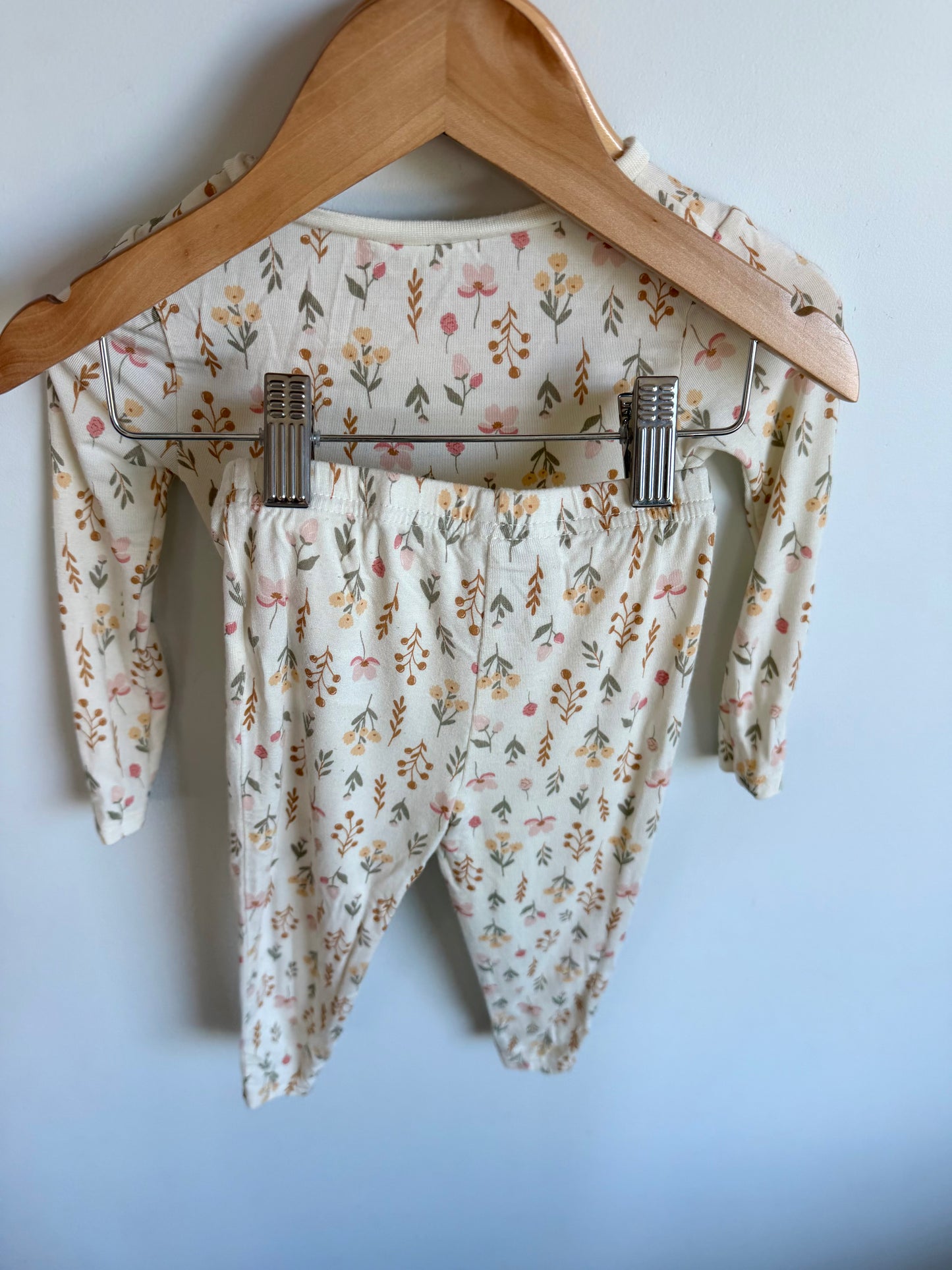 Bamboo Cream Floral PJ Set / 24m