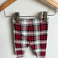 White + Red Plaid Leggings / 0-3m