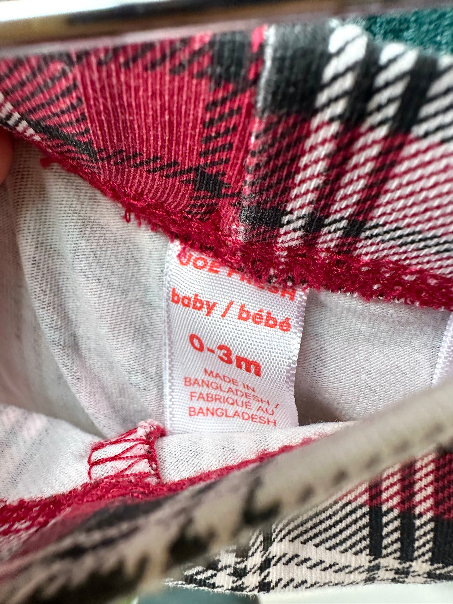 White + Red Plaid Leggings / 0-3m