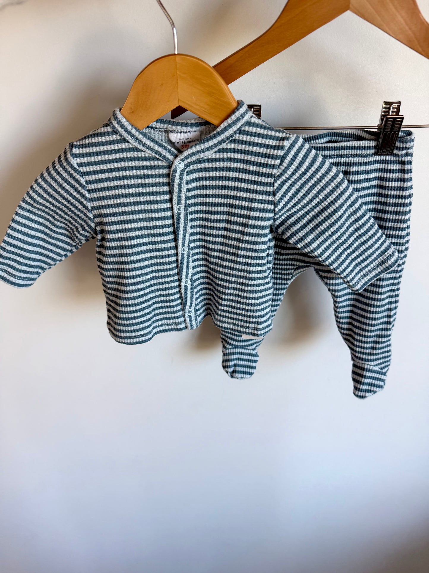 Blue Stripes Top + Pants Set / 3m