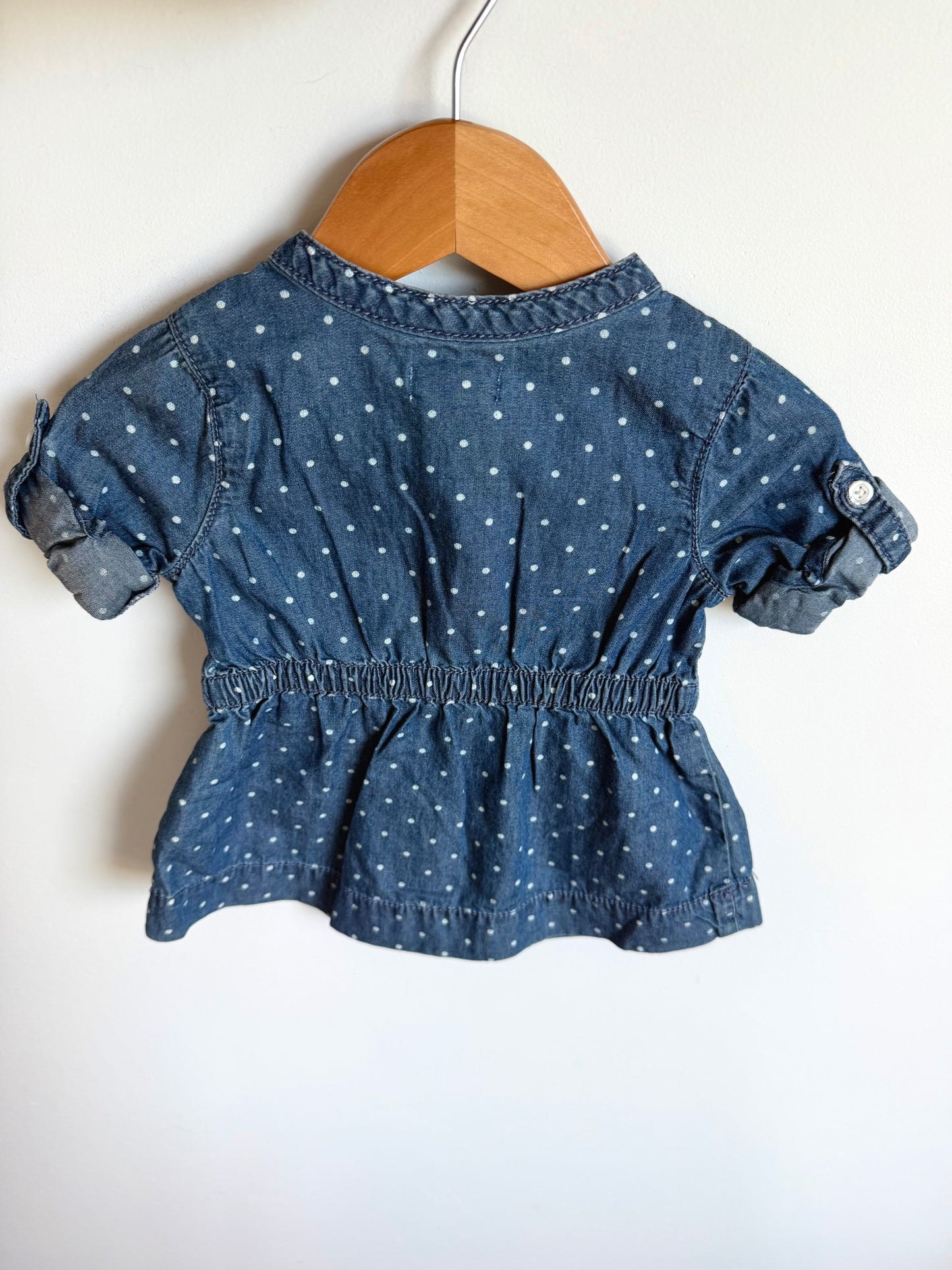Polka Dot Chambray Dress / 3-6m
