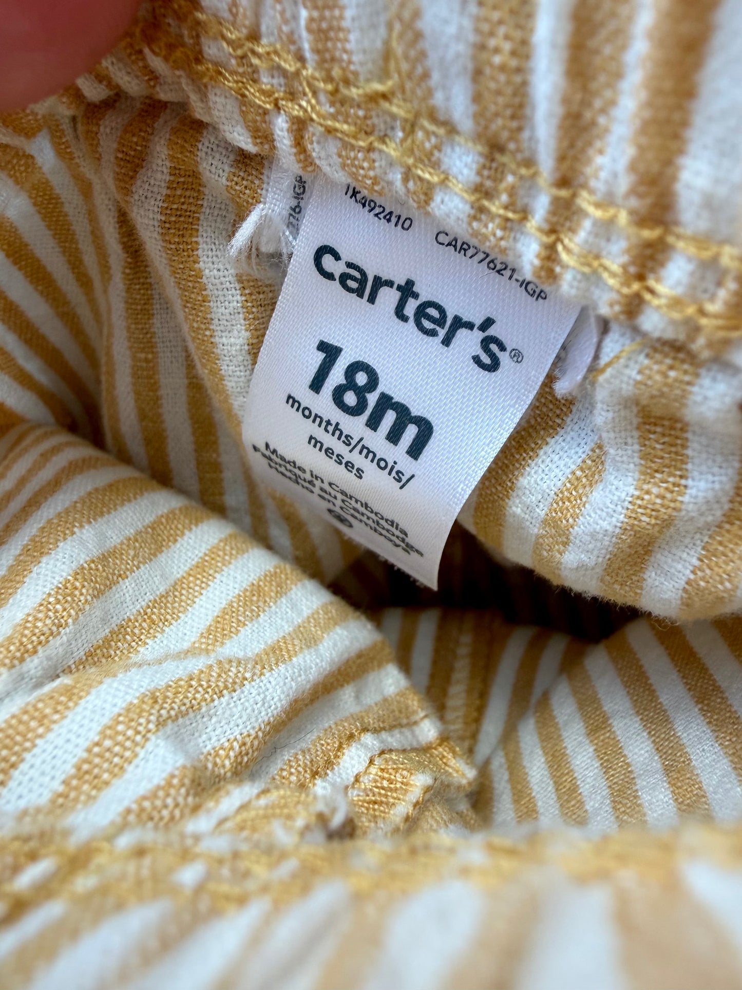 Yellow Striped Bloomer Shorts / 18m