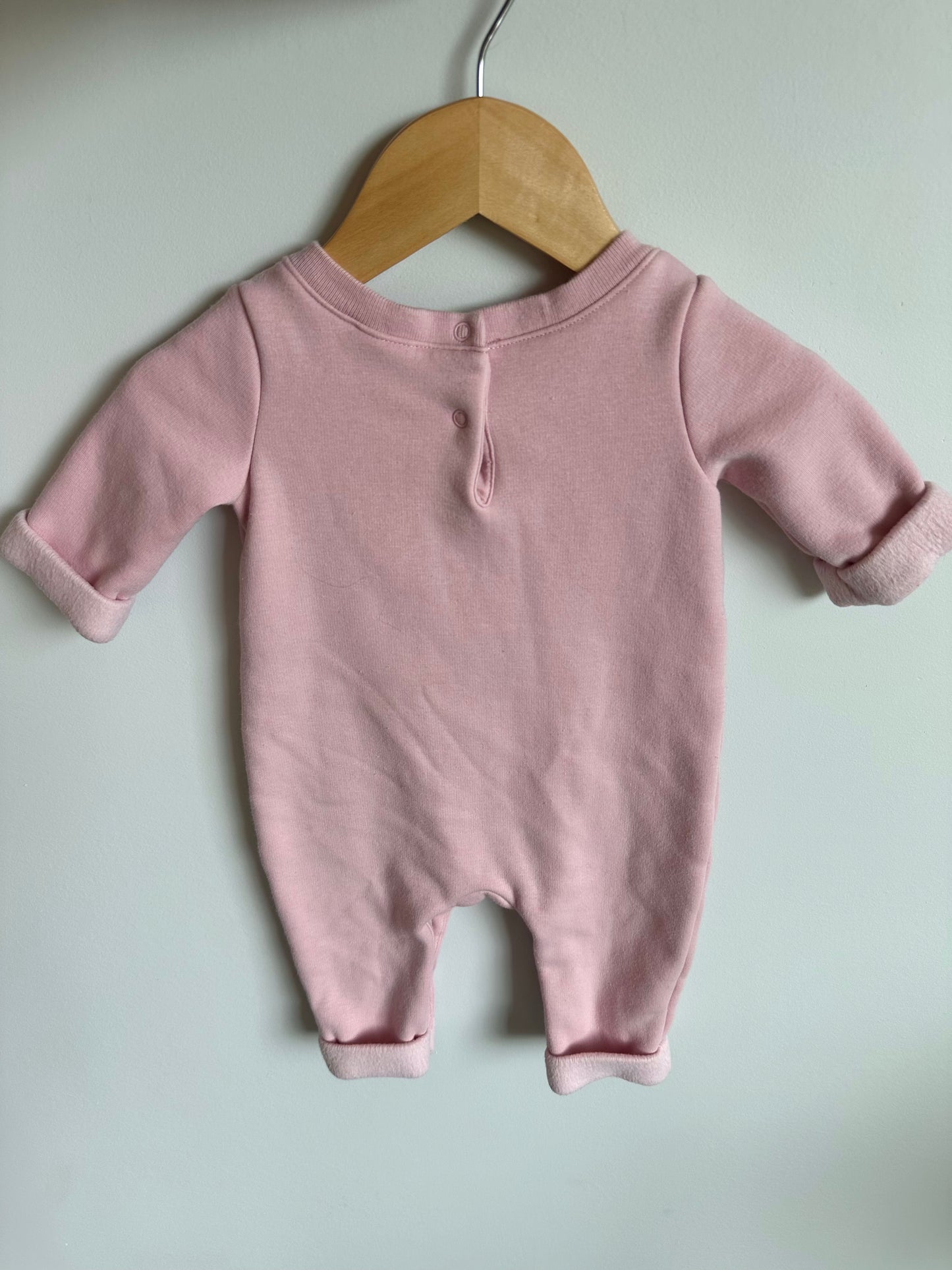 Gap Pink Fleece Embroidered Reindeer Jumpsuit / 0-3m
