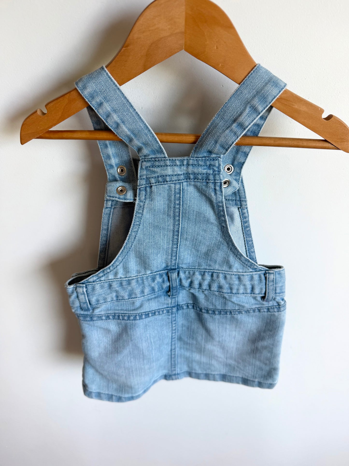 Blue Ruffle Pockets Overall Dress / 2T