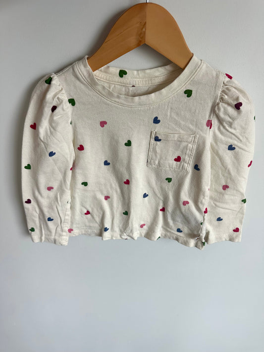 Heart Puffy Sleeve Top / 3T
