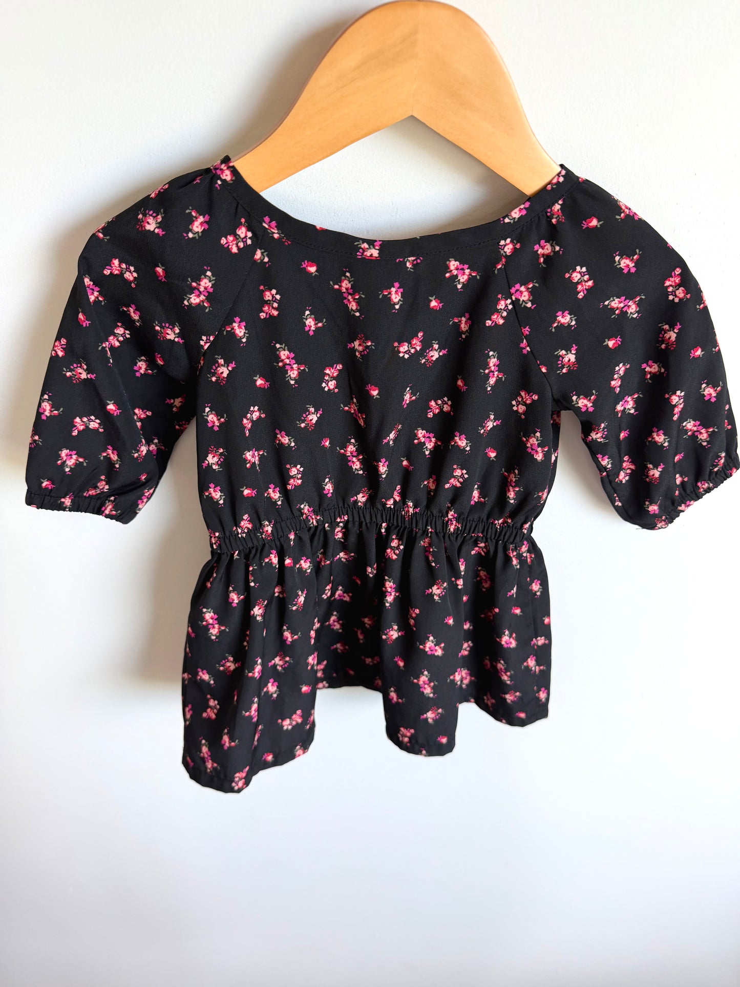 Black Pink Flower Zipper Dress / 18m