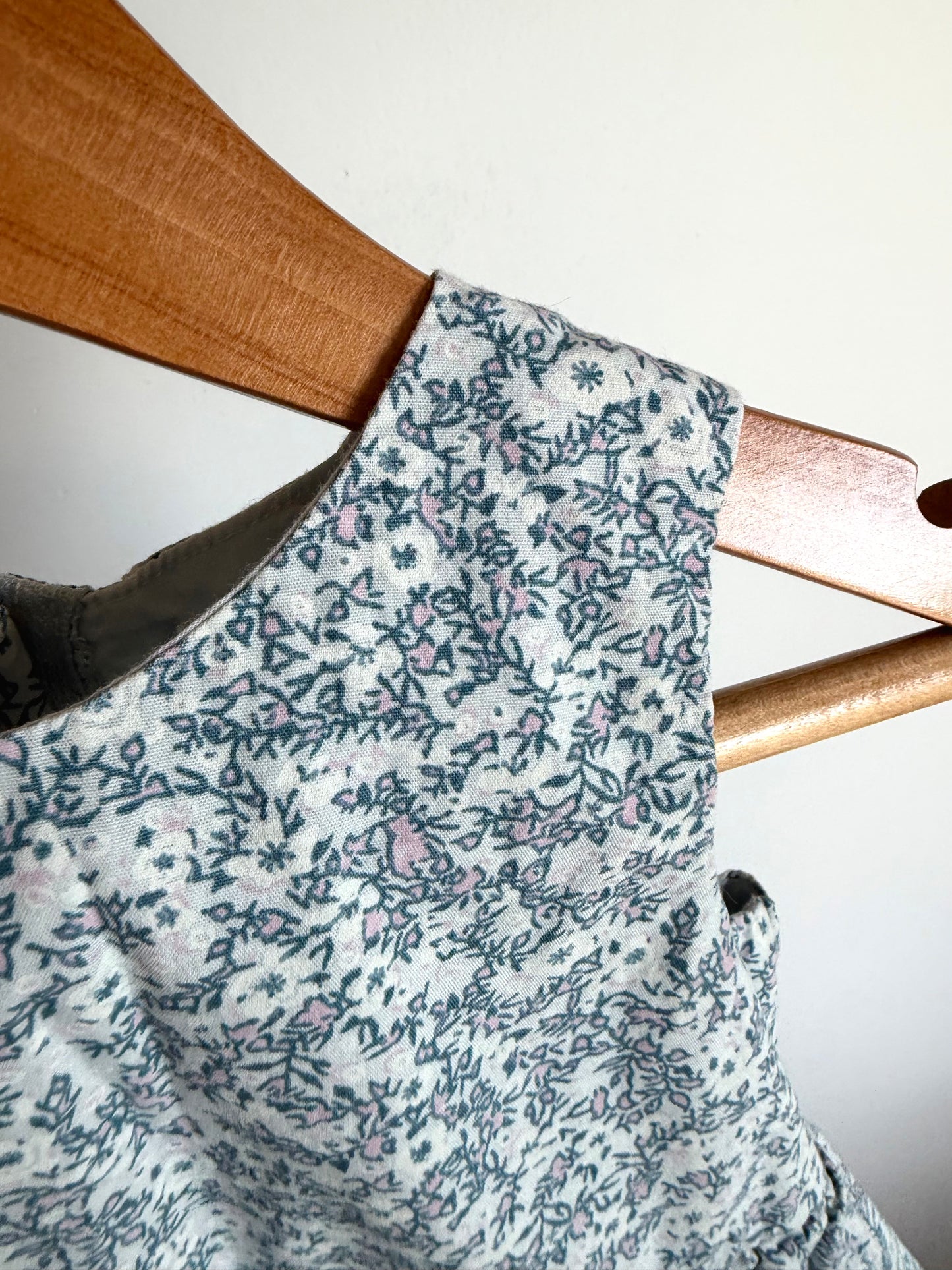 Sleeveless Cotton Blue Floral Dress / 12-18m