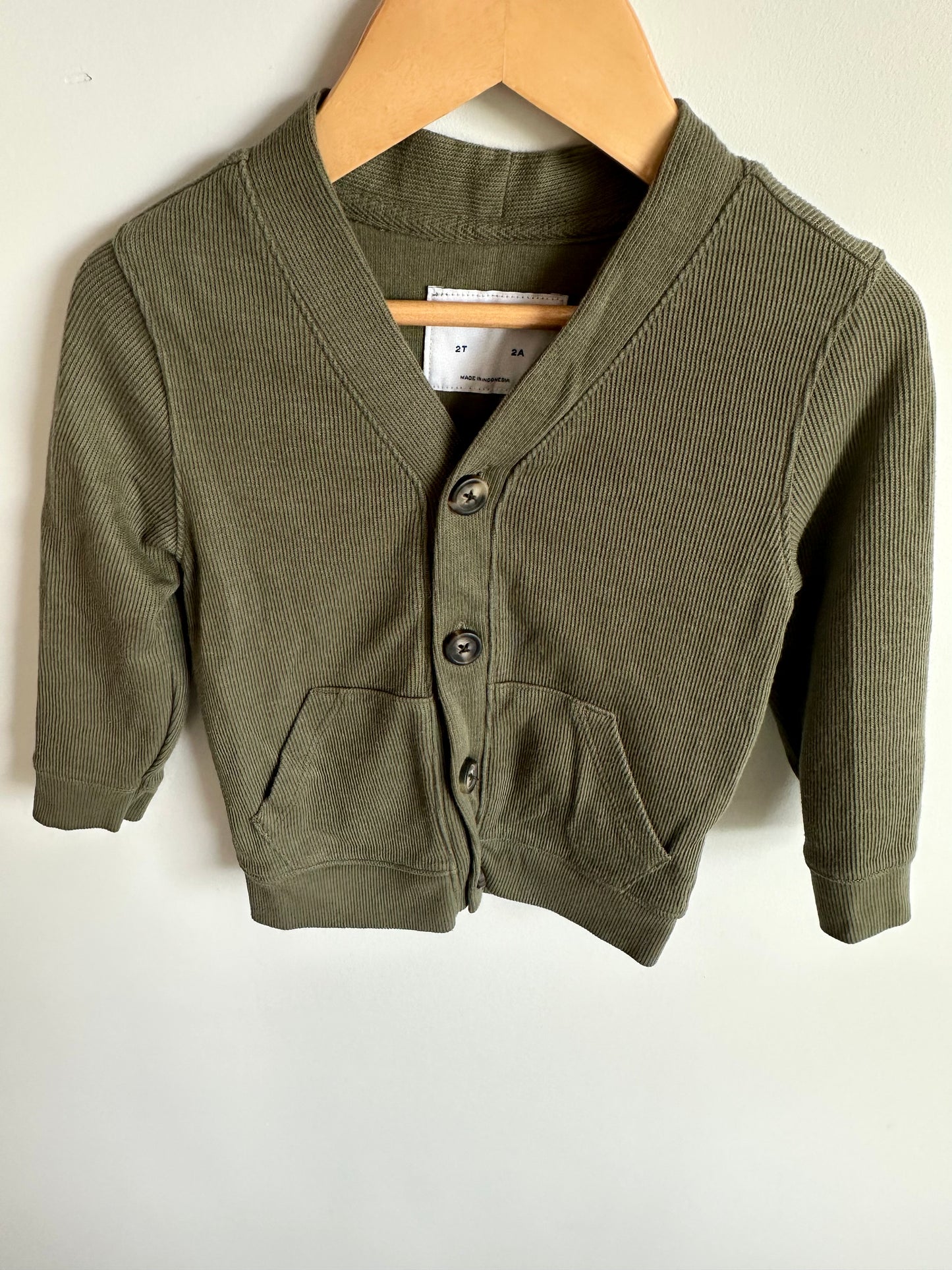 Green Cardigan with Pockets / 2T