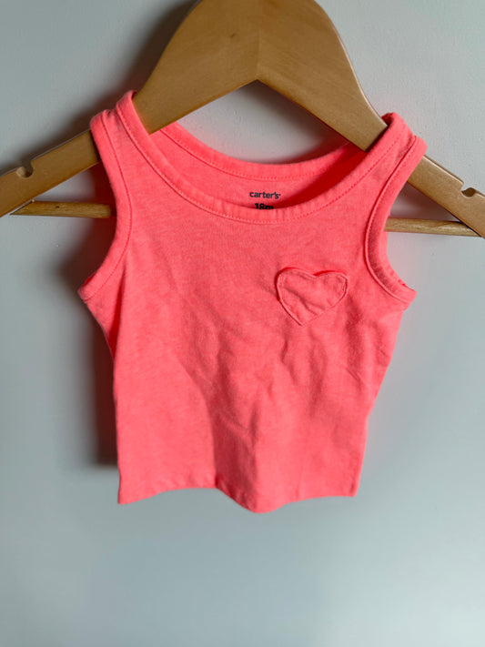 Bright Pink Heart Tank Top / 18m