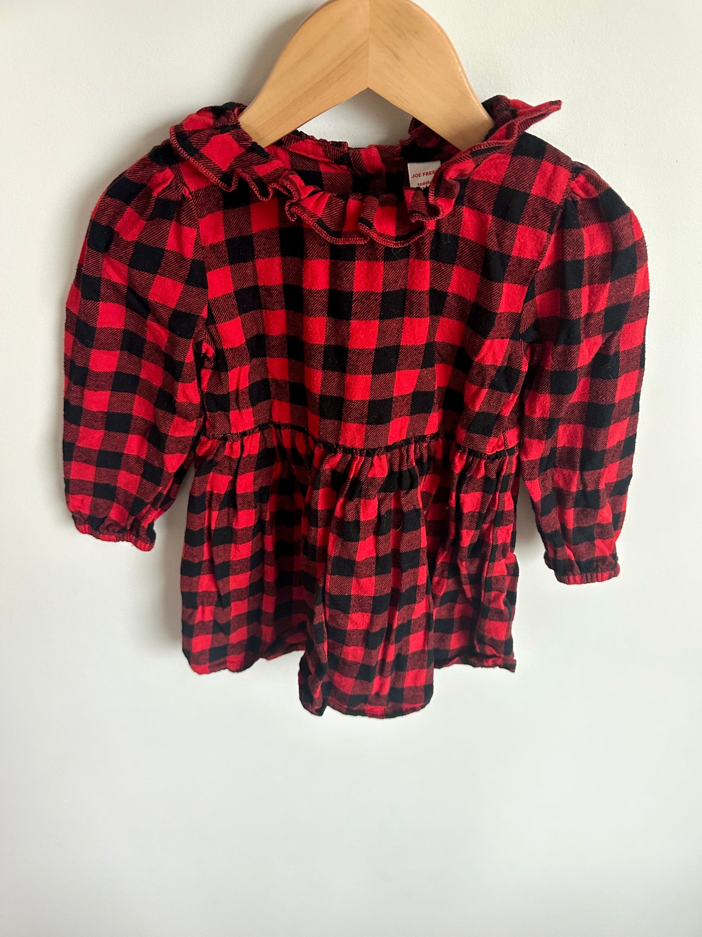 Red Checkered Collar Dress / 2T