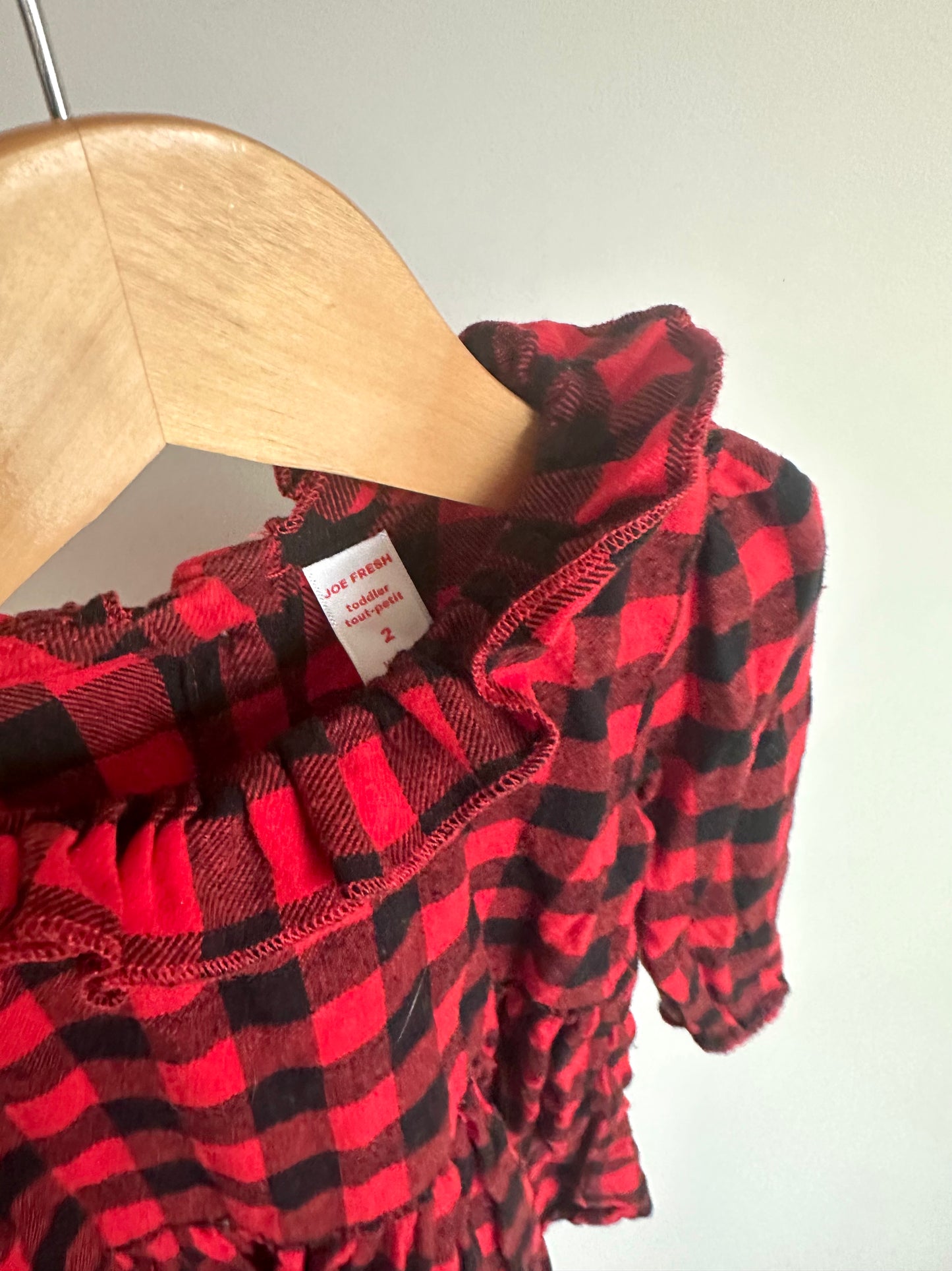 Red Checkered Collar Dress / 2T