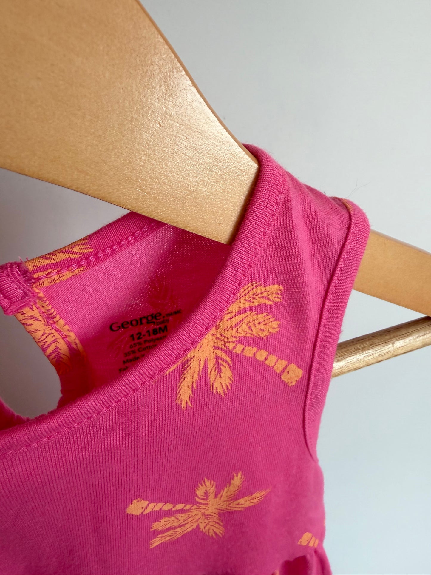 Pink Palm Tree Tank Dress / 18m