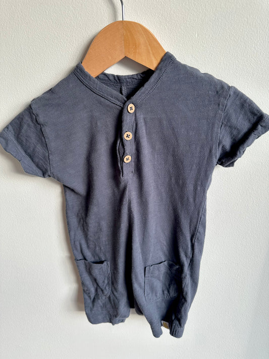 Blue Romper with Pockets / 9-12m