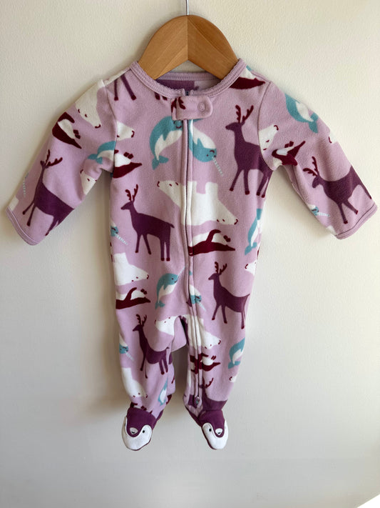 Fleece Narwhal Animals Sleeper / 6m