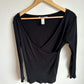 Black Wrap Ribbed Maternity Top / L
