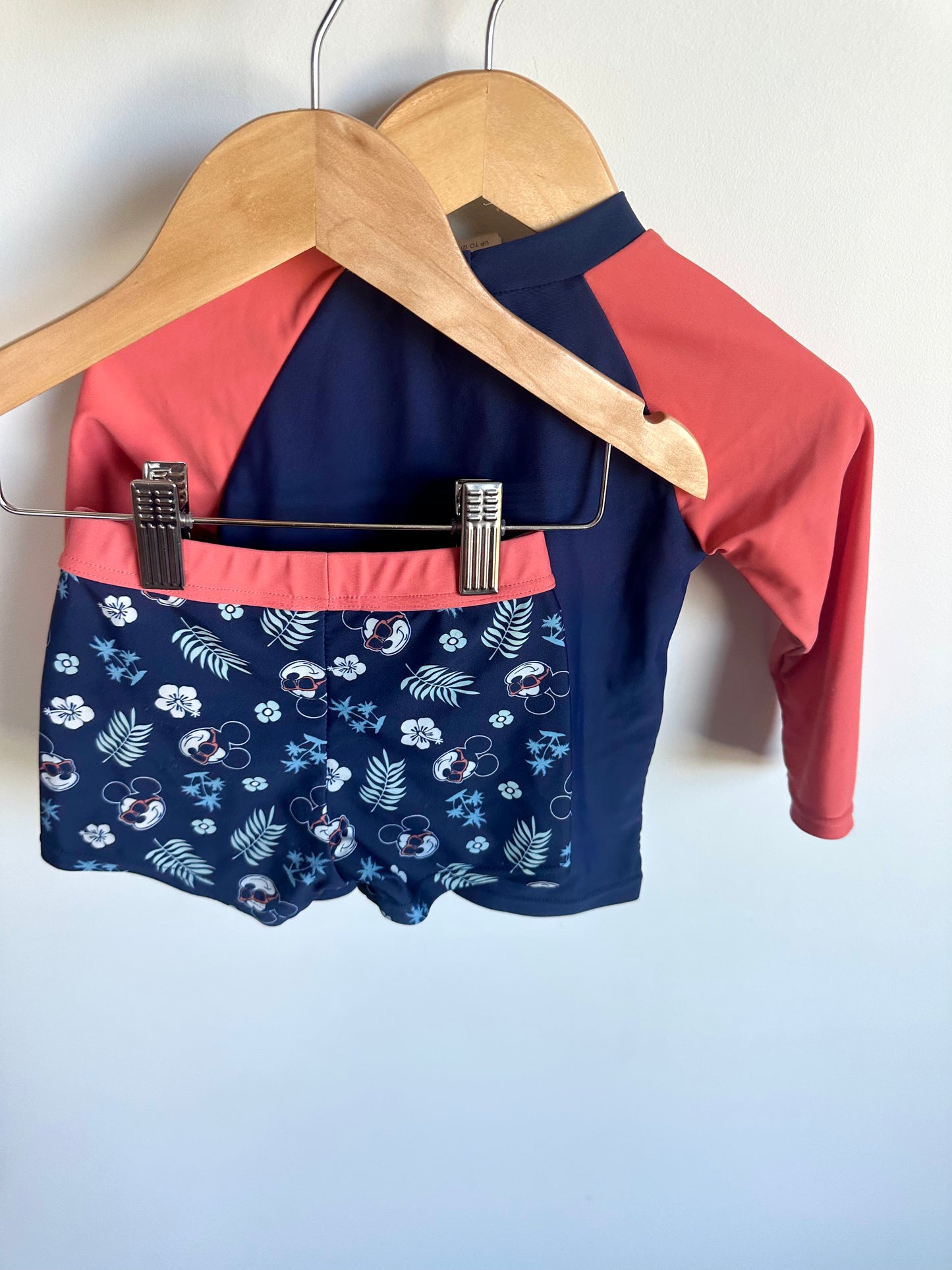 Mickey Mouse Long Sleeve Swim Top + Shorts Set / 12-18m