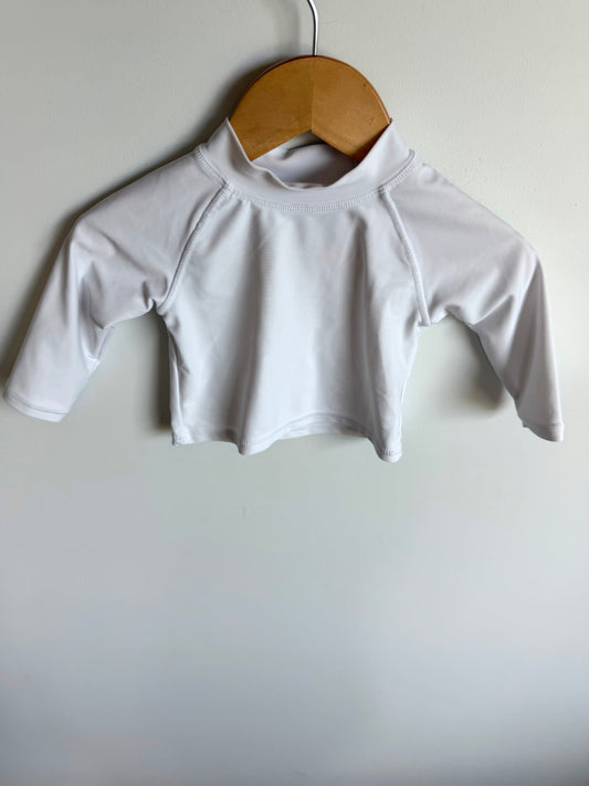 White Long Sleeve Swim Top / 3-6m