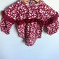 Red Floral Puff Sleeve Bodysuit / 6-9m