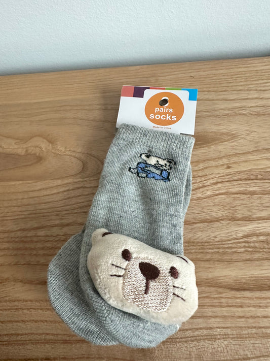 Rattle Animal Face Sock (With Tags) / 12m?