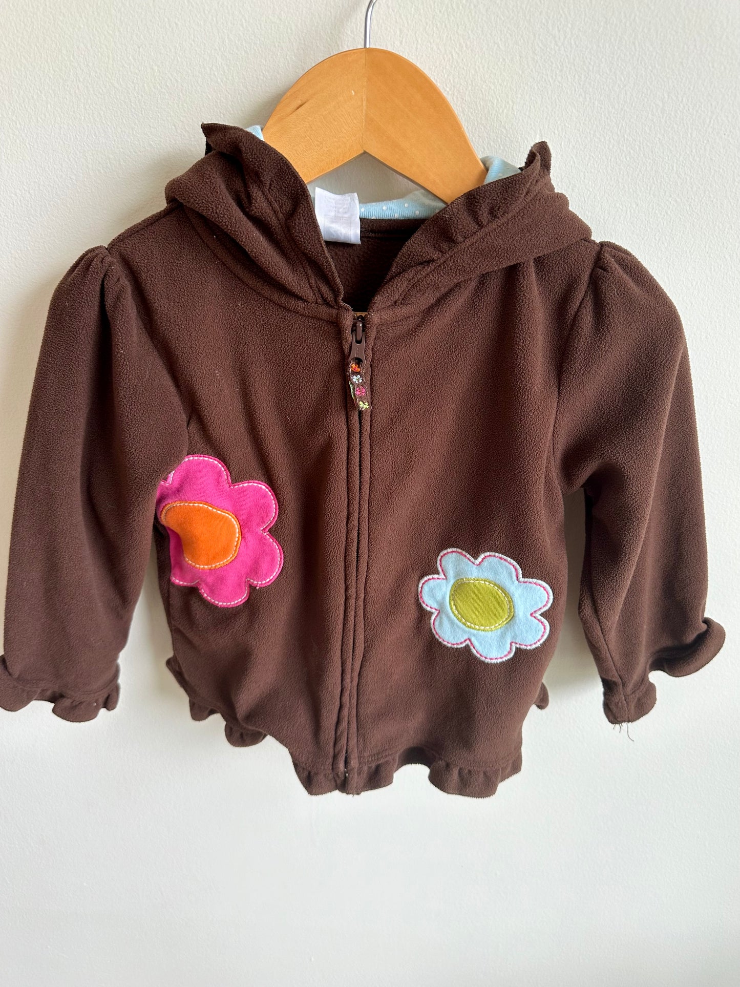 Brown Fleece Flower Hoodie / 24m