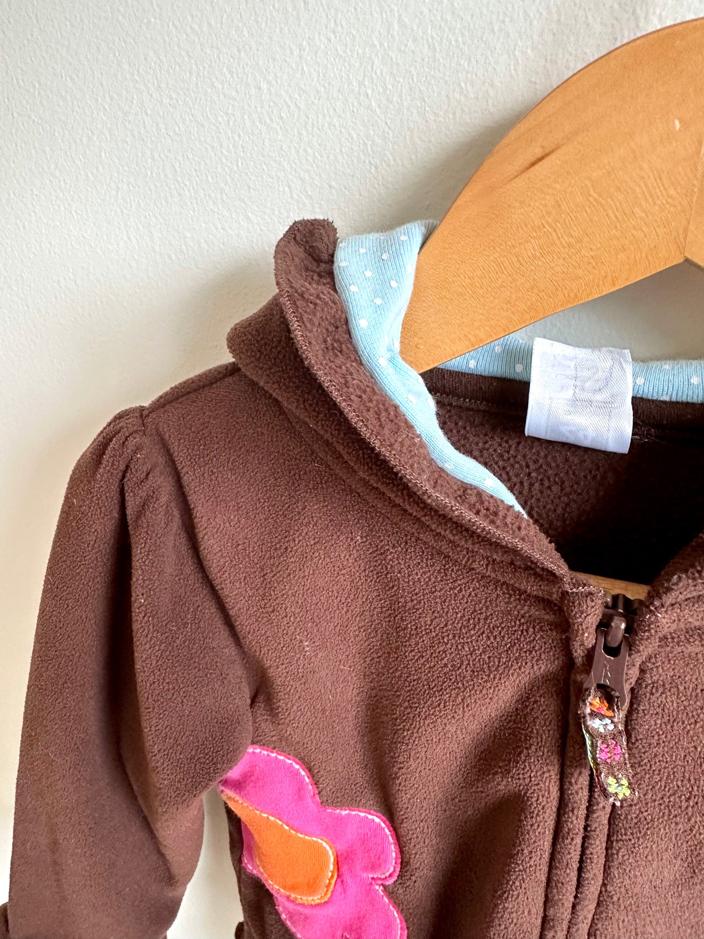 Brown Fleece Flower Hoodie / 24m