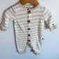 Tan Button Up Striped Jumpsuit / 3-6m