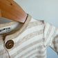 Tan Button Up Striped Jumpsuit / 3-6m