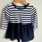 Navy Stripe Dress with Tulle / 18-24m