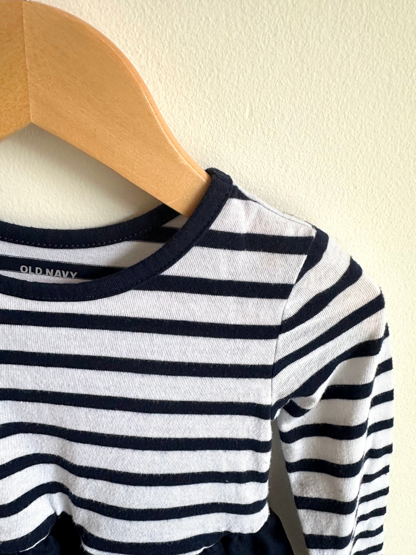 Navy Stripe Dress with Tulle / 18-24m