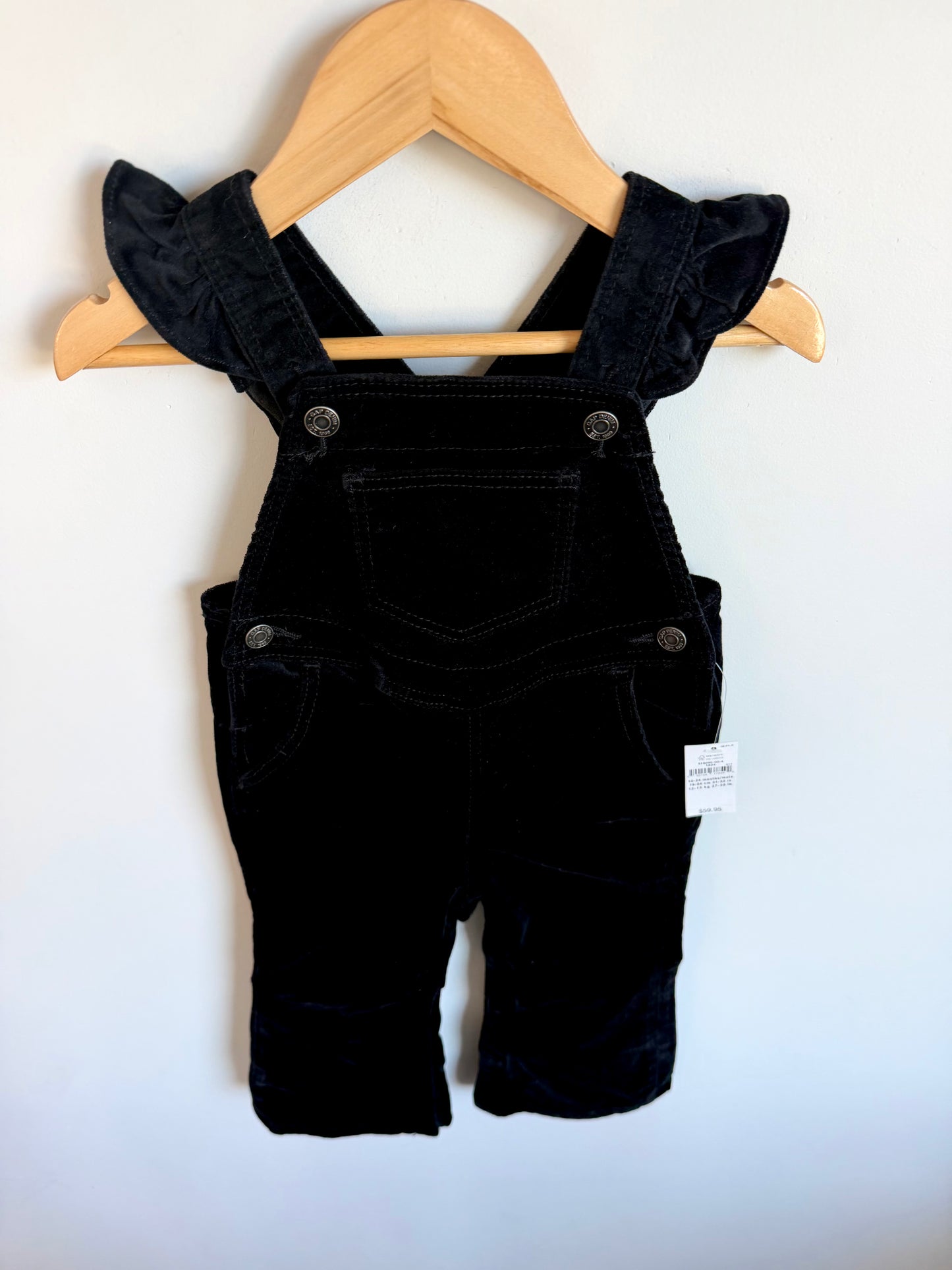 Black Ruffle Strap Overalls (With tags) / 18-24m