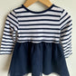 Navy Stripe Dress with Tulle / 18-24m