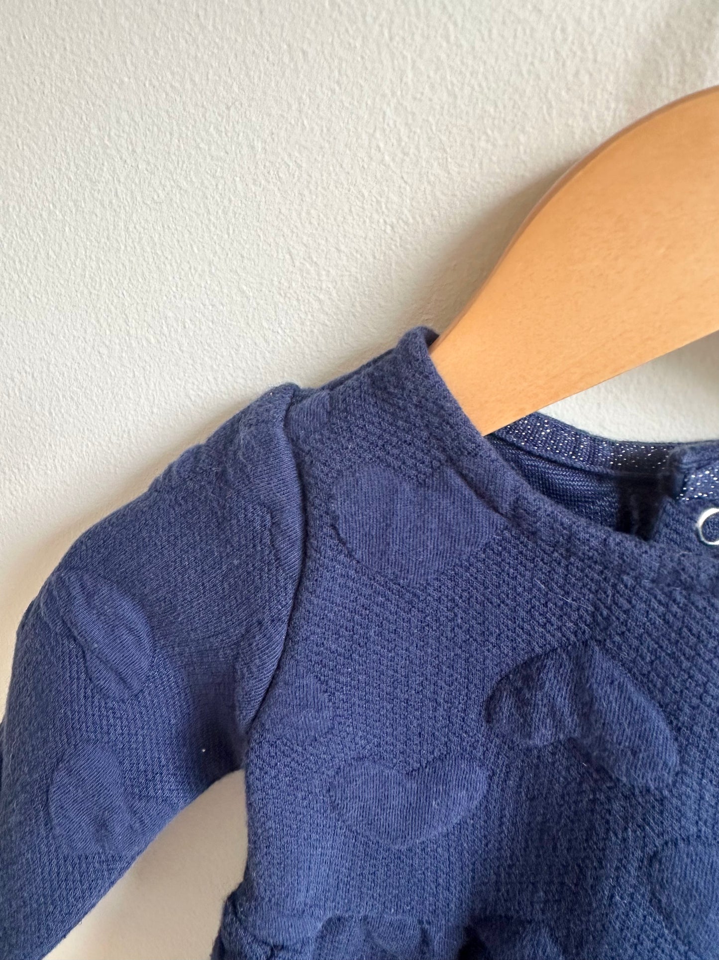 Heart Navy Long Sleeve Dress / 9m