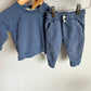 Smoky Blue Organic Sweater + Pants Set / 6-12m