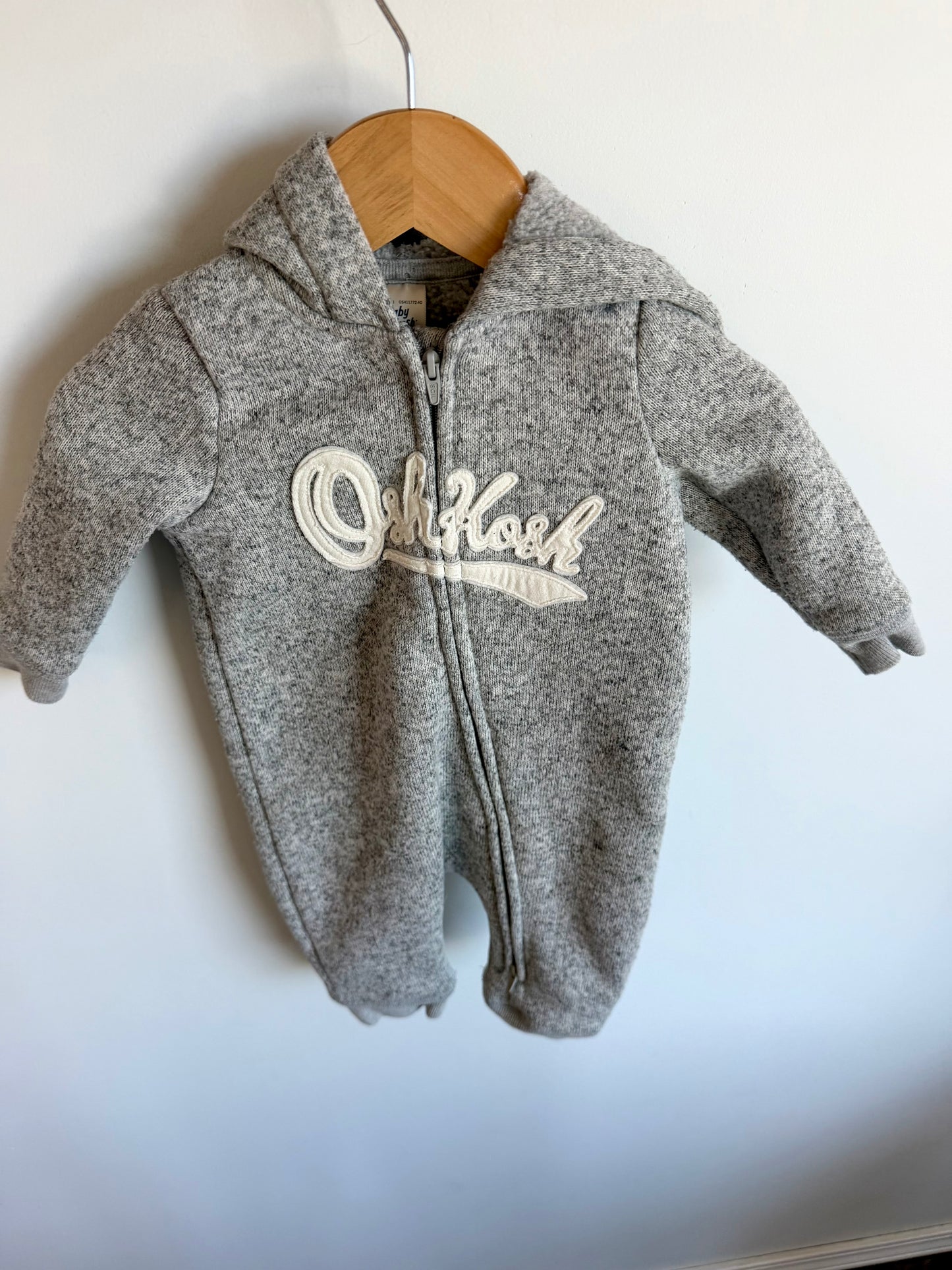 Grey Zipper Hood Jumpsuit / 6m
