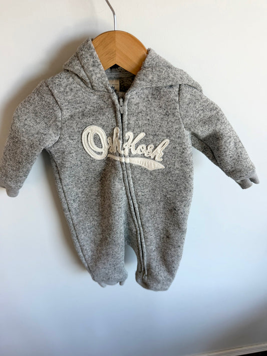 Grey Zipper Hood Jumpsuit / 6m
