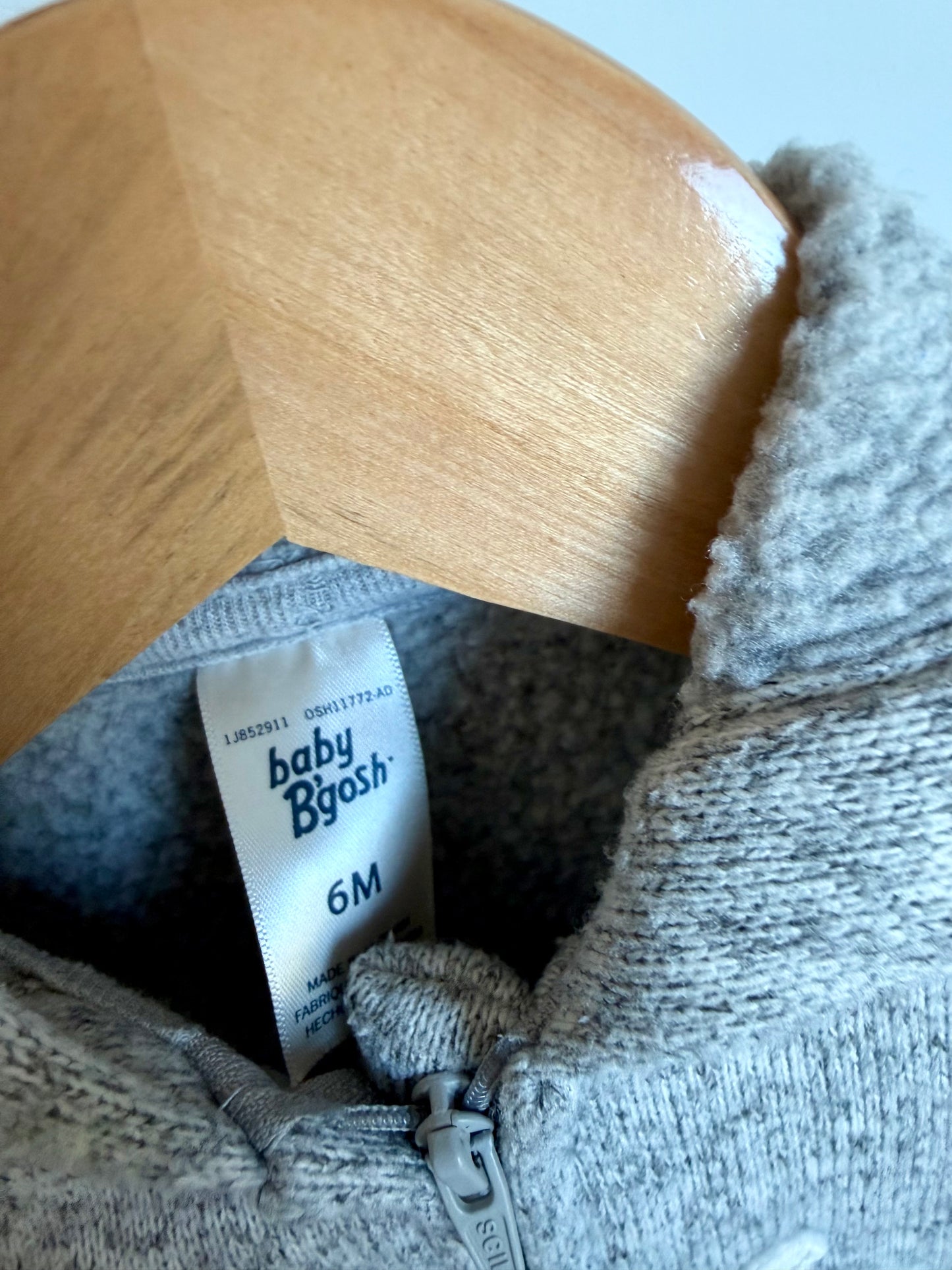 Grey Zipper Hood Jumpsuit / 6m