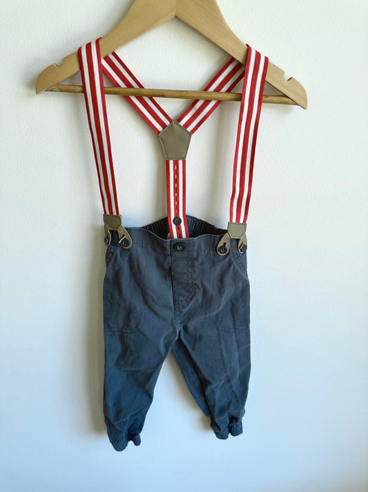 Red + White Suspender Pants / 24m